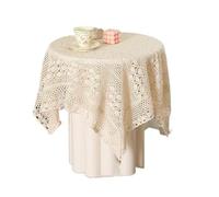 ZNTIHZ Couverture de Table Chevet rectangulaire, Nappe Creuse en Crochet, Couverture à Manger rétro, Dentelle, Drapeau Doux pour Les Tables De Chevet,Les Coiffeuses(Beige,110x110cm)
