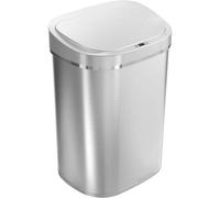 ZNTIHZ Poubelle Automatique avec capteur de Mouvement Infrarouge sans Contact, 21 Gal, 80 L, Base Robuste en Acier Inoxydable (Ovale, Argent/Couvercle Brosse) pour La Cuisine, Le Bureau