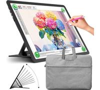Zocelight Bloc lumineux A4 rechargeable avec support et sac intégrés, boîte à lumière magnétique super lumineuse pour le traçage, tableau lumineux sans fil avec boutons latéraux, table lumineuse(noir)