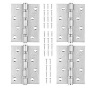 Zocipro 4 Pièces Charniere Inox, Charniere Piano avec Vis (10 x 7,5 cm) | Charnières de Porte Robustes Sur Roulement à Billes pour Portes en Bois (Usage Intérieur et Extérieur)