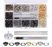 Zocipro 400pcs Trousse à œillets 5mm Kit Grommets Oeillets en Métal pour Bâche Ceinture Chaussures Chapeau Parachute avec 3pcs Outils et Boîte de Rangement 4 Couleurs