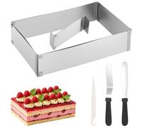 Zocipro Cadre de Cuisson Rectangulaire Réglable de 8 cm de Haut, 27 x 18 cm Moule Rectangulaire Réglable Extensible Jusqu'à 52 x 34 cm pour Gâteaux,Tartes,Pizzas,Pâtisseries et Décorations de Fêtes