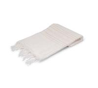 ZocoChic Serviette fouta marocaine, 100 x 200 cm, coton avec rayures dorées, blanche avec franges