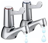 Zodazoqa Lot de 2 robinets de lavabo chromés à Levier, Laiton chromé, Eau Chaude et Froide, Levier à Quart de Tour, pour évier de Cuisine et Salle de Bain