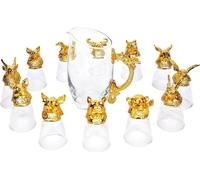 Zodiaque chinois, carafe avec 12 verres - Or