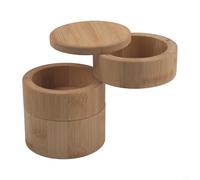 Zoegneer Bocal à assaisonnement en bois à trois couches avec couvercles hermétiques pour le stockage du sel, du poivre et du sucre, boîte à épices compacte antidérapante pour comptoir de cuisine