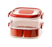 Zoegneer Boîte à bonbons divisée pour le Nouvel An avec couvercle hermétique en silicone, grande capacité, anti-poussière, anti-humidité, assiette de fruits pour salon, fête, rouge et blanc, 19 7 x 14