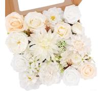 Zoegneer Boîte de fleurs artificielles en soie avec tiges pour bouquet de mariée, centre de table, fête, fête prénatale, décoration d'intérieur, composition florale synthétique (B)