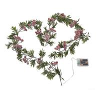 Zoegneer Guirlande de Noël lumineuse de 180 cm avec baies rouges et feuilles de houx vertes avec lumières LED blanc chaud pour intérieur ou extérieur (2 pièces)