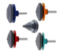 Zoegneer Kit d'affûtage et d'équilibrage pour tondeuse à gazon avec 4 pierres de meulage en corindon pour perceuse Outil d'affûtage efficace pour l'entretien du jardin 50 x 60 mm (couleur B aléatoire)