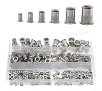 Zoegneer Kit de 93 écrous à rivets en acier inoxydable 304 avec écrous aveugles rainurés à tête plate M5 M6 M8 M10 pour la construction de maison, d'entrepôts et applications de fixation industrielle