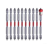 Zoegneer Lot de 10 embouts de tournevis cruciformes PH2 à double tête 65 mm et 100 mm de long avec anneau de support magnétique pour perceuse électrique, pilote pneumatique en alliage d'acier HRC60