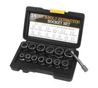Zoegneer Lot de 14 douilles d'extraction d'écrous et de boulons en acier Cr-Mo avec poignée en spirale inversée pour fixations endommagées rouillées 3/8" avec adaptateur hexagonal pour Au