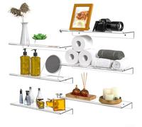 Zoegneer Lot de 6 étagères murales flottantes en acrylique transparent de 38,1 x 10,2 cm, robuste, peu encombrant, organisateur d'affichage pour la maison, la salle de bain, la cuisine, le salon