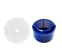 Zoegneer Panier de filtre de piscine SPX1096CA et couvercle SPX1096B de rechange pour écumoire Hayward - Assemblage de crépine avec couvercle pour l'entretien de la piscine, blanc et bleu