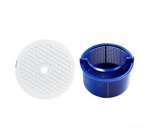 Zoegneer Panier de filtre de piscine SPX1096CA et couvercle SPX1096B de rechange pour écumoire Hayward - Assemblage de crépine avec couvercle pour l'entretien de la piscine, blanc et bleu