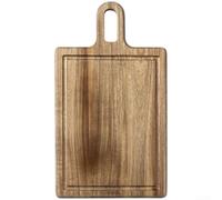 Zoegneer Planche à découper en bois d'acacia double face antidérapant pour cuisine, fromage, steak, pizza, fruits, plateau de service compact et portable pour la maison, le pique-nique, les repas en