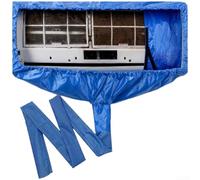 Zoegneer Sac de nettoyage mural pour climatiseur en polyester épais anti-poussière pour unités AC divisées 1P-2P avec panneaux latéraux réglables et évacuation des eaux usées scellées à la chaleur