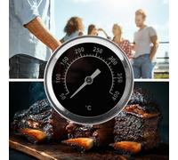 Zoegneer Thermomètre de barbecue analogique intégré en acier inoxydable - Jauge de température de 50 °C à 400 °C - Noir argenté - Pour la cuisine en plein air et