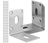 ZOENHOU 8 Pièces Équerre Metal Renforcée en Acier Inoxydable - Équerre de Fixation Angle Droit 90° - 70x70x49 mm avec 64 Vis - pour Armoires, Étagères, Garde-robes, Argent