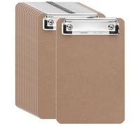 ZOENHOU Lot de 15 Porte-Blocs A6 en Bois avec Pince Métallique - Porte-Bloc pour Bureau, Restaurant, Menu - 18,5 x 12 cm - 2,7 mm