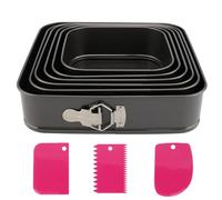 ZOENHOU Lot de 6 Moule à Charnière Carré Antiadhésif - 18/20/22/24/26/28 cm - Acier au Carbone - Pour Gâteaux, Cheesecake, Pizza