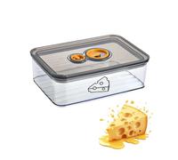ZoeQide Boite a fromage pour frigo 1250 ml, boite fromage grise empilable | Avec couvercle a clip, dateur et forme basse, rangement fromage pour tranches, saucisson ou plateau au refrigerateur maison
