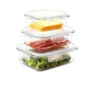 ZoeQide Boite a fromage pour frigo 3 pieces, boite fromage transparente | Set de boites en verre pour separer fromage, charcuterie et petits restes, rangement clair dans le refrigerateur de cuisine