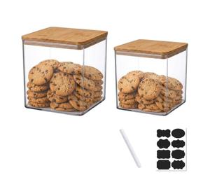 ZoeQide Lot de 2 boîtes à biscuits avec couvercle transparent pour biscuits, biscuits, collations et noix, bocal à biscuits en plastique avec étiquettes et stylo, boîte de conservation pour cuisine et