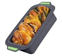 ZoeQide Moule a Cake Silicone avec Poignees, Moule Pain Vert 29 x 13,5 cm | Surface antiadhésive flexible, cuisson au four jusqu'à 230°C et passage au lave-vaisselle; poignées intégrées pour démoulage.