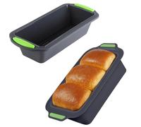 ZoeQide Moule a Pain Silicone Lot de 2, Moule a Cake avec Poignees Vert | Deux formes flexibles antiadhésives, compatibles four jusqu'à 230°C et lave-vaisselle; poignées intégrées pour démoulage.