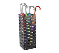 ZoeQide Porte Parapluie Metal Noir, Rangement Parapluies Carre en Grille | Range parapluie ajouré avec base carrée stable, garde parapluies longs, cannes et bâtons visibles près de l'entrée chez soi