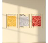 ZoeyAustin® Poster Set 3x Affiches Double Face | Sans Cadre | Tableau Décoration Murale | Affiche Murale Moderne pour Salon, Chambre, Bureau | Poster Mural Art (30cm x 42cm, Kusama 1)