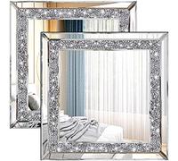 ZOLAPI Lot de 2 miroirs muraux en Cristal avec Strass et Diamants pour Couloir, pour Salle de Bain, Chambre à Coucher, 30,5 x 30,5 cm