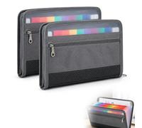 Zolara 2 Pièces Trieur à Compartiments A6, Trieur Document avec Fermeture éclair, 13 Compartiments Colorés Trieur A6 Extensible, Organiseur Document Administratifs Portable, pour Chèque, Facture, Reçu