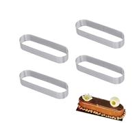 Zolara 4 Pièces Moules à Tartelette Perforés, Cercle à Tarte Pâtisserie Ovale Perforé, 13x4.5x2CM Cercle à Tarte, Convient pour les Tartes aux œufs, les Desserts, les Mousses et les Gâteaux aux Fruits