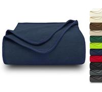 ZOLLNER Couverture Douillette 130x170 cm - Couverture Polaire Douillette - Lavable jusqu'à 95 °C - Bordure de Haute qualité - Antistatique - Polyester - Couleur Bleu foncé - certifiée Oeko Tex®