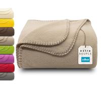 ZOLLNER Couverture Douillette en Beige - Couverture de canapé Douce en 130x170 cm - avec Bord ourlé - Polyester - Lavable jusqu'à 95°C - qualité hôtel - certifiée Oeko Tex®
