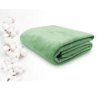 ZOLLNER Couverture Douillette Moelleuse en 150x200 cm - Couverture de canapé Douce en Vert Clair - Lavable jusqu'à 40°C - avec Bande de Bordure - qualité hôtelière - certifiée Oeko Tex®