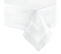 ZOLLNER Lot de 1 - Nappe avec Bordure en Satin - Blanc | 210x210 cm - 100% coton - lavable en machine à 95°C - STANDARD 100 by OEKO-TEX - QUALITÉ HÔTELIÈRE