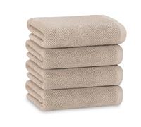 ZOLLNER - Lot de 4 - Serviettes de Toilette - Stone - 50x100 cm - 100% Coton - 600 g/m² - très absorbantes - Lavable en Machine à 60 °C - Standard 100 by Oeko-TEX - QUALITÉ HÔTELIÈRE