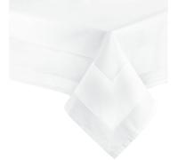 ZOLLNER Nappe rectangulaire 130x220 cm 100% coton blanc bordures satinées - élégante et résistante