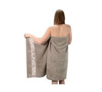 ZOLLNER Serviette de Sauna en Coton - Stone - 80x200 cm - 100% Coton - Inscription Wellness - Lavable à 60 °C - Qualité hôtelière - Standard 100 by Oeko-TEX®
