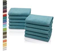 ZOLLNER Set de 10 Chiffons de Toilette - Gant de Toilette Doux et Absorbant - Lavable jusqu'à 95°C - Coton - 30x30 cm en pétrole
