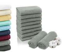 ZOLLNER Set de 10 Serviettes de Toilette 30x30 cm - Gant de Toilette très Absorbant et Doux en Gris Clair - avec accroche Pratique - Lavable à 60°C - Coton - qualité hôtelière