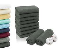 ZOLLNER Set de 10 Serviettes de Toilette 30x30 cm - Gant de Toilette très Absorbant et Doux en Gris foncé - avec accroche Pratique - Lavable à 60°C - Coton - qualité hôtelière