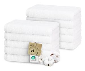 ZOLLNER Set de 10 Serviettes invités Premium 30x50 cm - très absorbantes et Douces en Blanc - Ourlet Haut de Gamme - Lavable à 95°C - Coton - qualité hôtelière - certifié Oeko Tex®