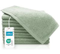 ZOLLNER Set de 10 Serviettes pour invités - Petites Serviettes moelleuses en 30x50 cm - lavables jusqu'à 60°C - Coton - en Sauge - qualité hôtelière - certifié Oeko Tex®