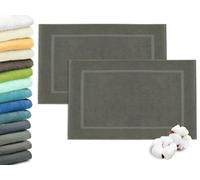 ZOLLNER Set de 2 Tapis de Bain en 50x80 cm - particulièrement Absorbant et Doux en Taupe - avec Bandes Profondes et Cadre de Tissage - Coton - qualité hôtelière