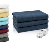 ZOLLNER Set de 3 linges de Douche en 70x140 cm - Serviettes de Bain très absorbantes et Douces en Marine - avec accroche Pratique - Lavable à 95°C - Coton - qualité hôtelière